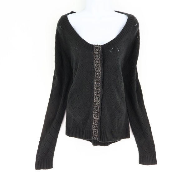 Apostrophe Sweater Womens Size L Black Geometric Pattern Scoop Neck Soft NWT $36 - Picture 1 of 8